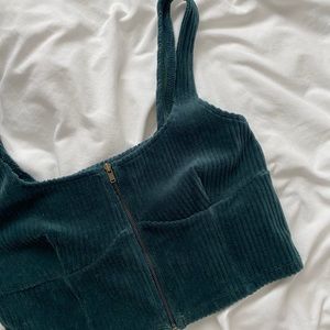 Velvet zip crop top